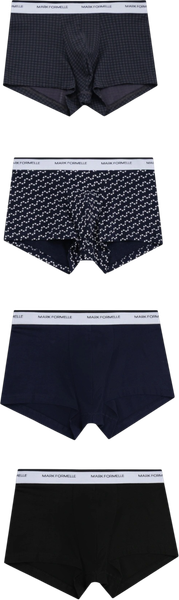 Изображение товара Комплект мужских трусов Mark Formelle 411124-4 (р.98-108, диагональный узор на гл.синем/гл.синий/черный/черная гусиная лапка)