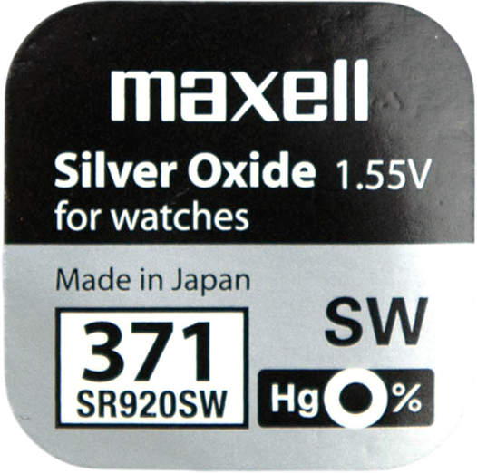 Изображение товара Батарейка Maxell Watch 371 SR920SW Silver 1.55V
