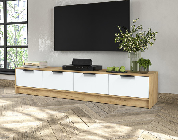 Изображение товара Тумба Interline ТВ Концепт КТ-ТВ4-35 Глосс (дуб золотой/белый)