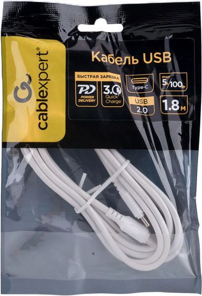 Изображение товара Кабель Cablexpert CC-USB2-CMCM-100-1.8M-W