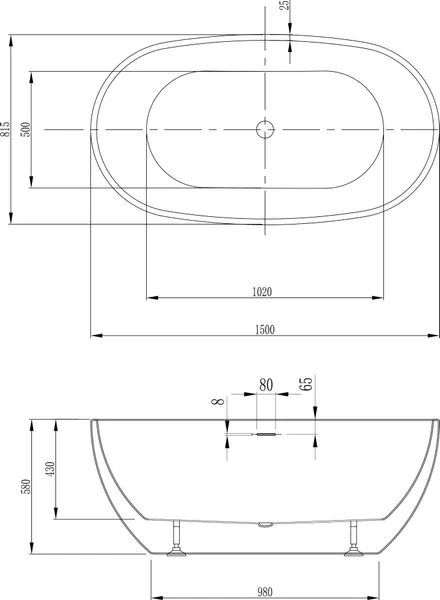 Изображение товара Ванна акриловая Abber AB9263-1.5 (белый)