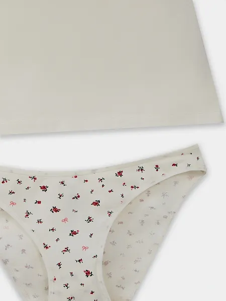 Изображение товара Комплект нижнего белья Mark Formelle 442210 (р.164/170-100-106, молочный/букетики на молочном)