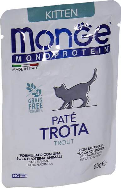 Изображение товара Влажный корм для кошек Monge Natural Monoprotein Для котят и беременных Форель (85г)