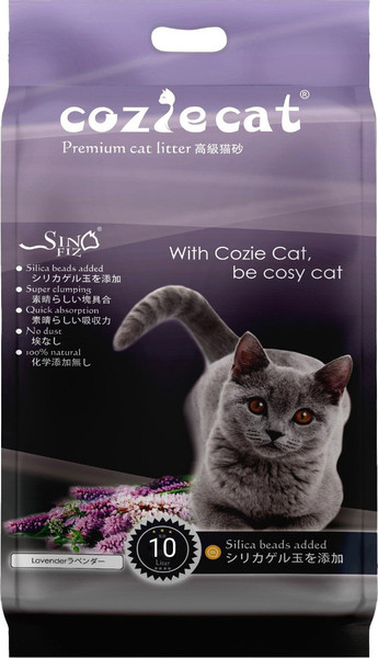 Изображение товара Наполнитель для туалета Cozie Cat Комкующийся (лаванда, 10л/8кг)