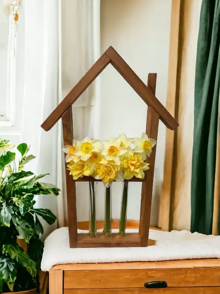 Изображение товара Ваза KraftHouse Домик С 3 колбами / 2039922786615 (ореховый)