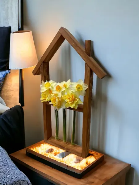 Изображение товара Ваза KraftHouse Домик С 3 колбами / 2039922786615 (ореховый)