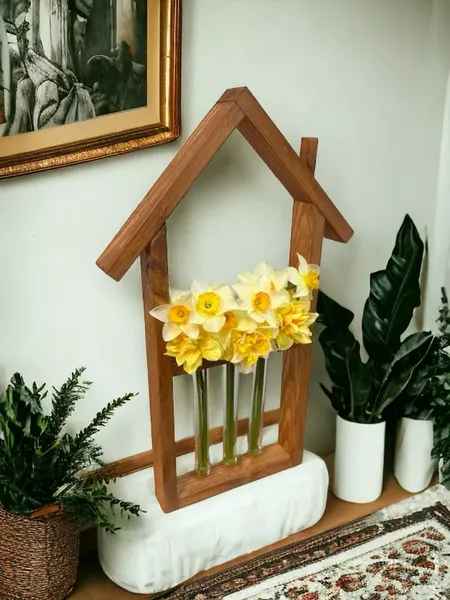 Изображение товара Ваза KraftHouse Домик С 3 колбами / 2039922786615 (ореховый)