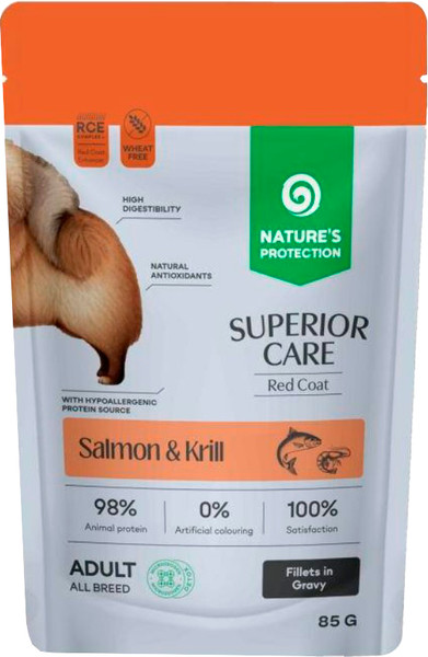 Изображение товара Влажный корм для собак Nature's Protection SC Red Coat Grain Free Лосось и криль / NPSC70466 (85г)