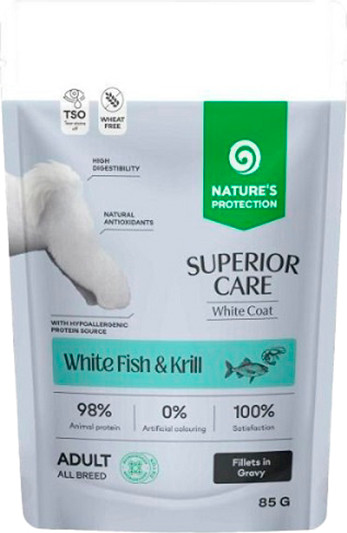 Изображение товара Влажный корм для собак Nature's Protection SC White Grain Free Белая рыба и криль / NPSC70465 (85г)