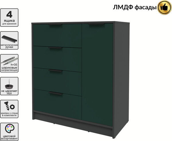 Изображение товара Тумба Interline Концепт КТ-Т90 Глосс (антрацит/изумруд)