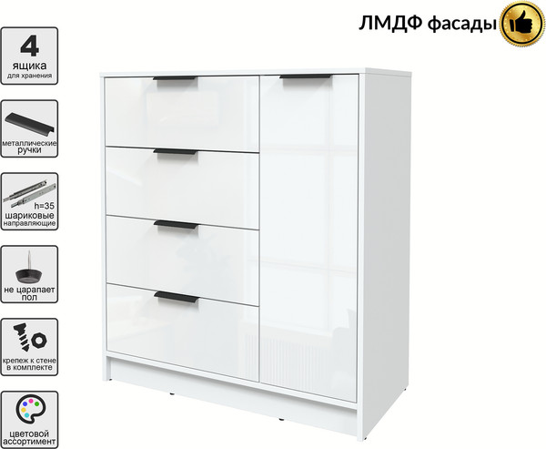 Изображение товара Тумба Interline Концепт КТ-Т90 Глосс (белый платинум/белый глянец)