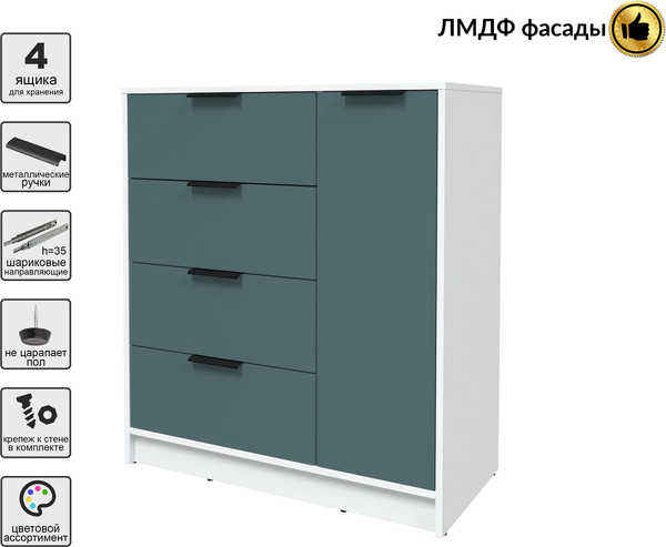 Изображение товара Тумба Interline Концепт КТ-Т90 Глосс (белый платинум/верде)