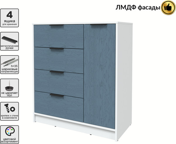 Изображение товара Тумба Interline Концепт КТ-Т90 Глосс (белый платинум/дуб лазурный)
