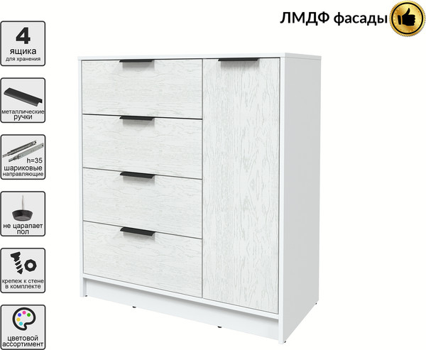 Изображение товара Тумба Interline Концепт КТ-Т90 Глосс (белый платинум/дуб полярный)