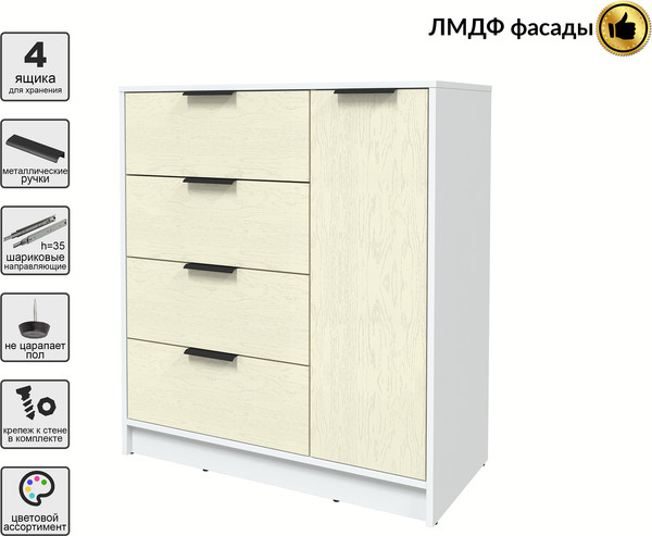Изображение товара Тумба Interline Концепт КТ-Т90 Глосс (белый платинум/дуб снежный)