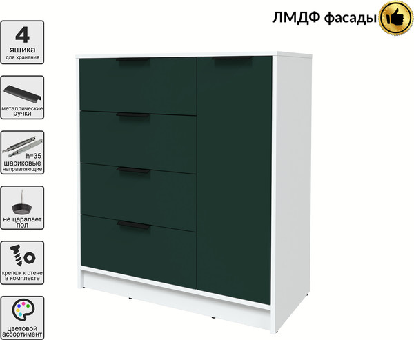 Изображение товара Тумба Interline Концепт КТ-Т90 Глосс (белый платинум/изумруд)