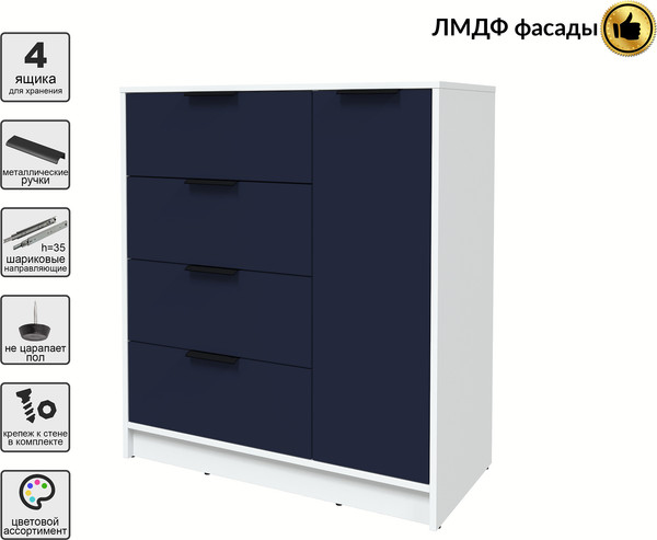 Изображение товара Тумба Interline Концепт КТ-Т90 Глосс (белый платинум/индиго)