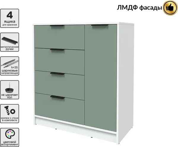 Изображение товара Тумба Interline Концепт КТ-Т90 Глосс (белый платинум/мята)