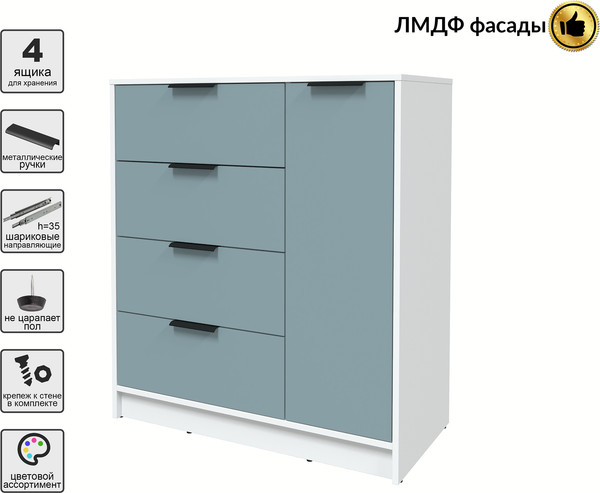 Изображение товара Тумба Interline Концепт КТ-Т90 Глосс (белый платинум/океан)