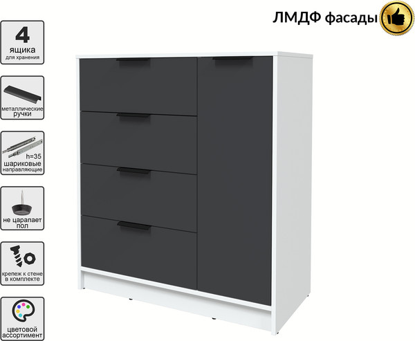 Изображение товара Тумба Interline Концепт КТ-Т90 Глосс (белый платинум/пепел)