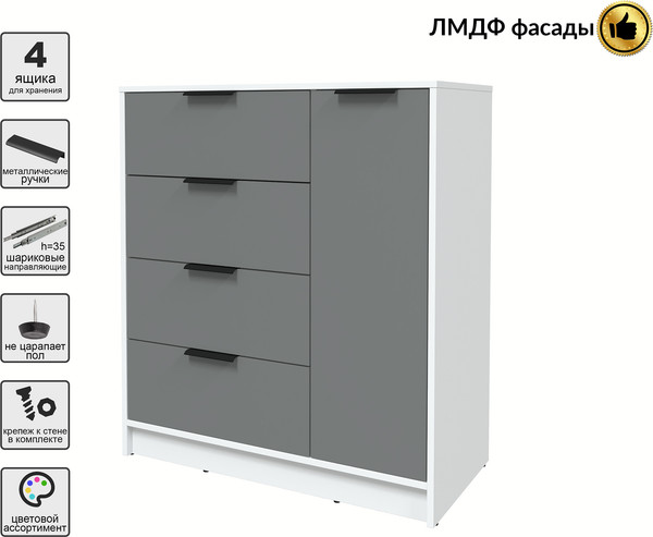 Изображение товара Тумба Interline Концепт КТ-Т90 Глосс (белый платинум/серый)