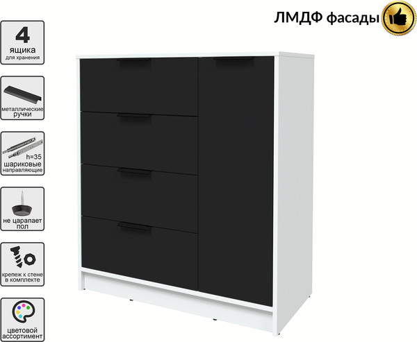 Изображение товара Тумба Interline Концепт КТ-Т90 Глосс (белый платинум/черный)