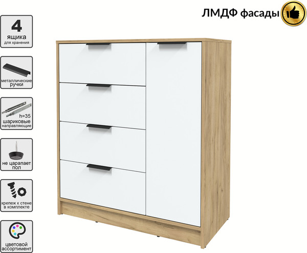 Изображение товара Тумба Interline Концепт КТ-Т90 Глосс (дуб золотой/белый)