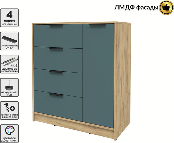 Изображение товара Тумба Interline Концепт КТ-Т90 Глосс (дуб золотой/верде)