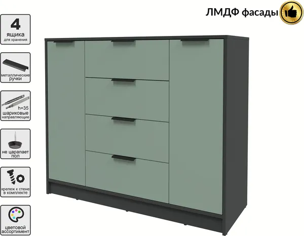 Изображение товара Тумба Interline Концепт КТ-Т120 Глосс (антрацит/мята)