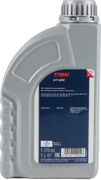 Изображение товара Жидкость гидравлическая Fuchs Titan ATF 6009 / 601376566 (1л, желто-зеленая)