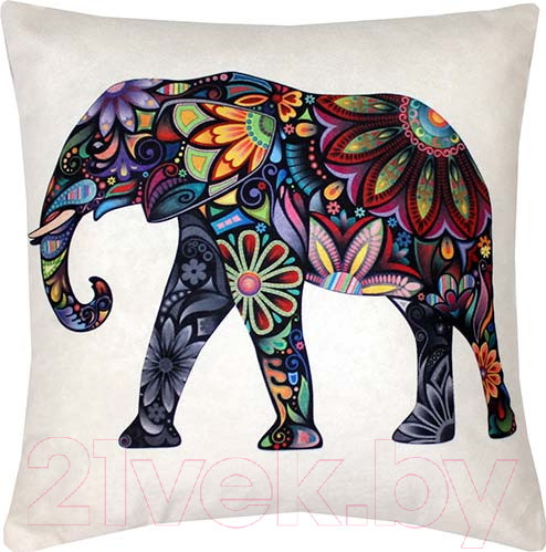 Изображение товара Подушка декоративная MATEX Fantasy Слон из цветов / 09-153 (черный/молочный)