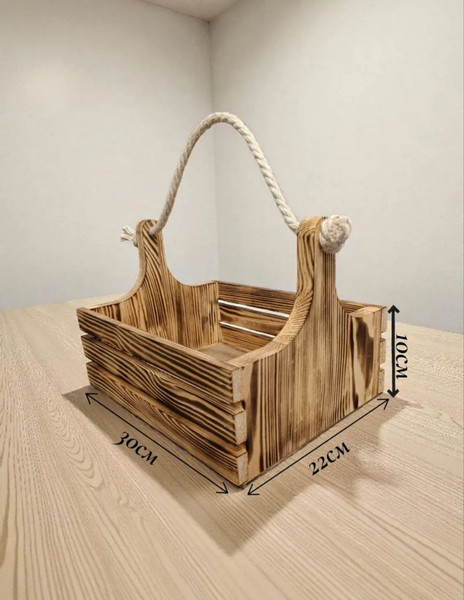 Изображение товара Ящик декоративный KraftHouse С вырезными ручками 30x22x10 / 2046594314725 (обожженный)