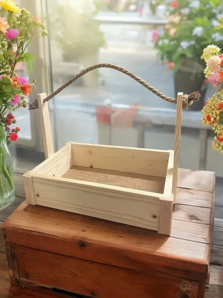 Изображение товара Ящик декоративный KraftHouse С джутовой ручкой 25x23x32 / 2041270227443 (натуральный)