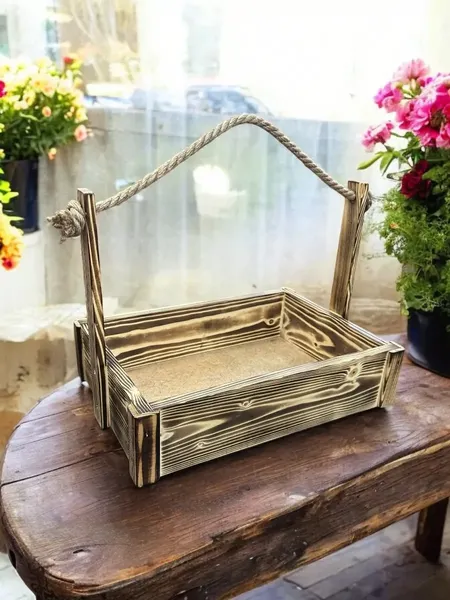 Изображение товара Ящик декоративный KraftHouse С джутовой ручкой 25x23x32 / 2041290513557 (обожженный)