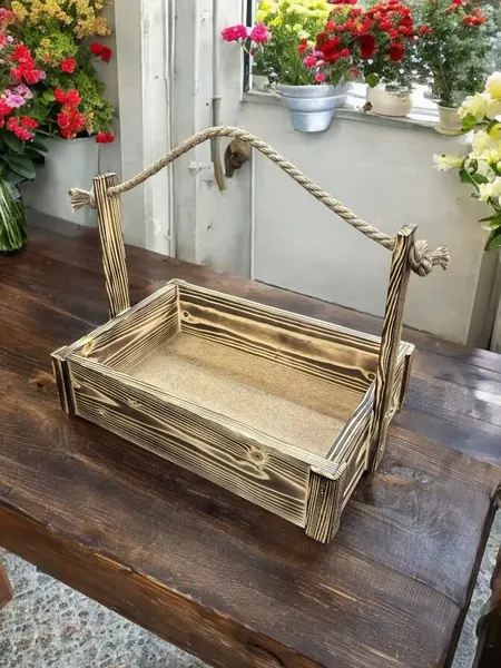 Изображение товара Ящик декоративный KraftHouse С джутовой ручкой 25x23x32 / 2041290513557 (обожженный)