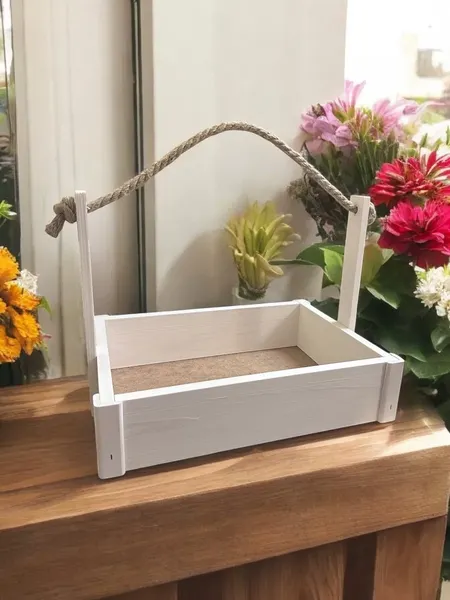 Изображение товара Ящик декоративный KraftHouse С джутовой ручкой 25x23x32 / 2041613045178 (белый)