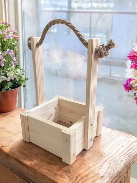 Изображение товара Ящик декоративный KraftHouse С джутовой ручкой 25x15x15 / 2041270124421 (натуральный)