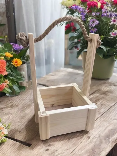 Изображение товара Ящик декоративный KraftHouse С джутовой ручкой 25x15x15 / 2041270124421 (натуральный)