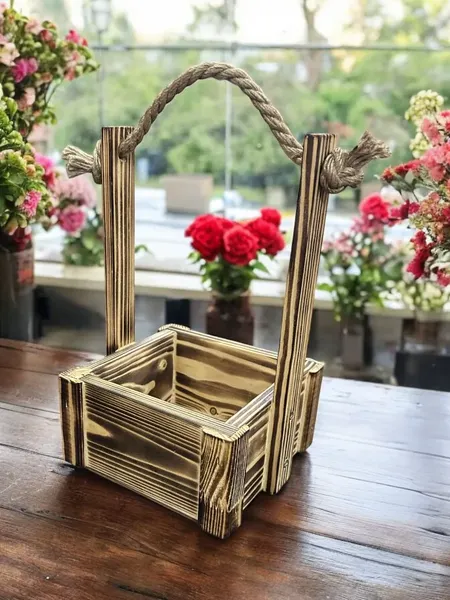 Изображение товара Ящик декоративный KraftHouse С джутовой ручкой 25x15x15 / 2041290352125 (обожженный)