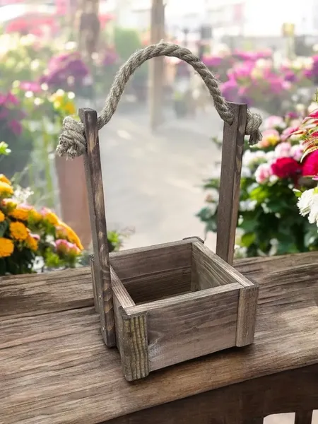 Изображение товара Ящик декоративный KraftHouse С джутовой ручкой 25x15x15 / 2041325862742 (ореховый)