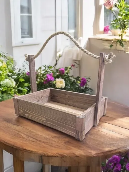 Изображение товара Ящик декоративный KraftHouse С джутовой ручкой 25x23x32 / 2041613037432 (ореховый)