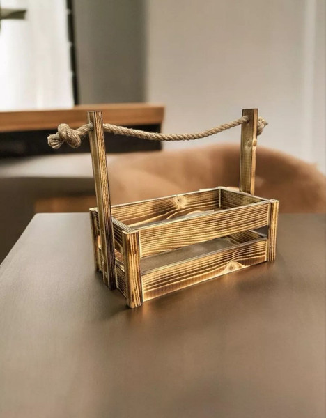 Изображение товара Ящик декоративный KraftHouse С джутовой ручкой 25x15x27 / 2040181057323 (обожженный)