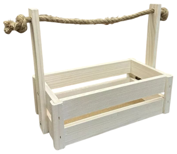 Изображение товара Ящик декоративный KraftHouse С джутовой ручкой 25x15x27 / 2040905048491 (белый)