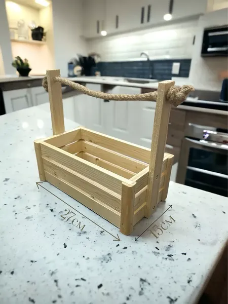 Изображение товара Ящик декоративный KraftHouse С джутовой ручкой 25x15x27 / 2038469131506 (натуральный)