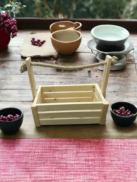 Изображение товара Ящик декоративный KraftHouse С джутовой ручкой 25x15x27 / 2038469131506 (натуральный)