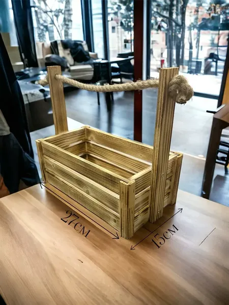 Изображение товара Ящик декоративный KraftHouse С джутовой ручкой 25x15x27 / 2038465302337 (обожженный)