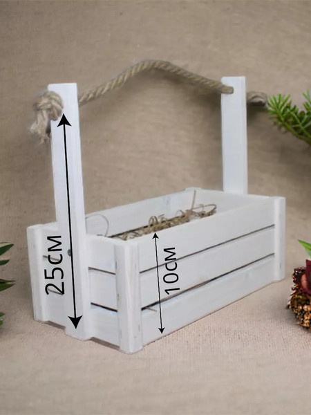 Изображение товара Ящик декоративный KraftHouse С джутовой ручкой 25x15x27 / 2039300642380 (белый)