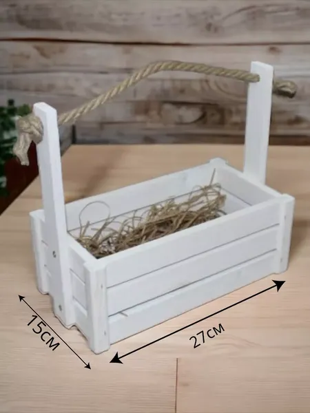 Изображение товара Ящик декоративный KraftHouse С джутовой ручкой 25x15x27 / 2039300642380 (белый)
