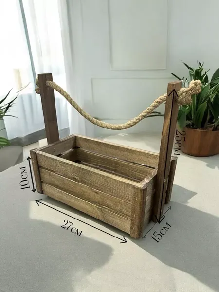 Изображение товара Ящик декоративный KraftHouse С джутовой ручкой 25x15x27 / 2040827717772 (ореховый)