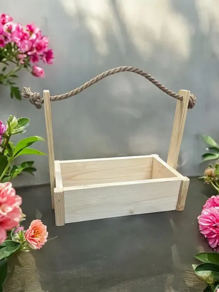 Изображение товара Ящик декоративный KraftHouse С джутовой ручкой 25x15x27 / 2041270120423 (натуральный)